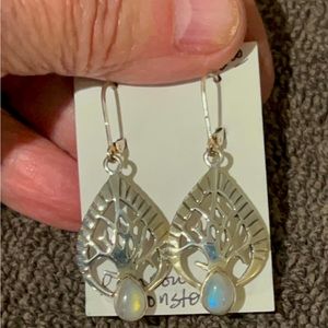 Tree of life rainbow moonstone earrings sterling